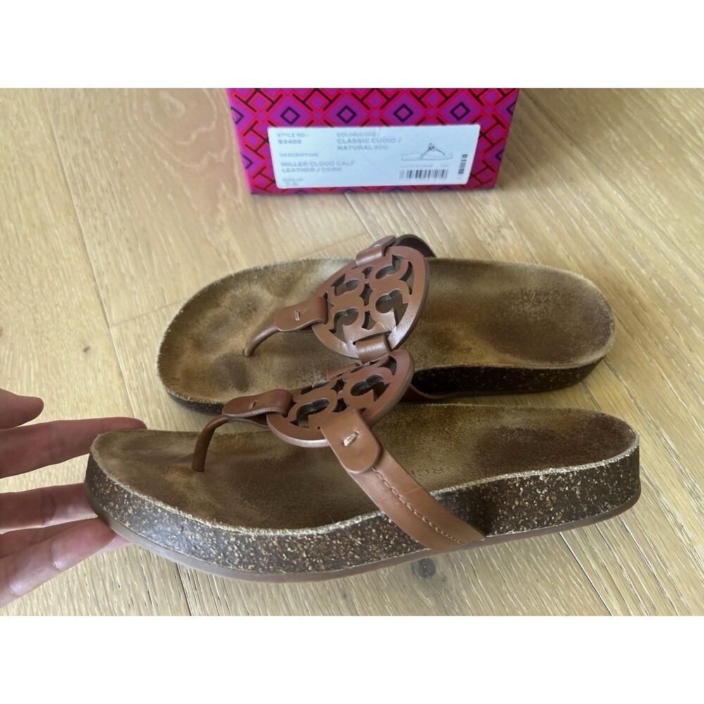 Tory Burch Brown Cutout Logo Thong Sandals - Picture 3 of 8